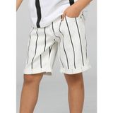 Casabony Çizgili Gabardin Şort - 001-Beyaz - 7 Yaş