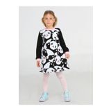 Casabony CS-23K-001 Pandas Baskılı Siyah Kız Çocuk Elbise