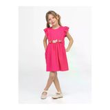 Casabony CS-24Y-035 Çiçekli Fuşya Kız Çocuk Elbise