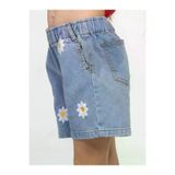 Casabony Daisy Nakışlı Kız Çocuk Denim Şort