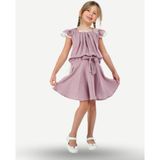 Casabony Lila Muslin Dantelli Kız Çocuk Tunik + Etekli Takım - Indigo - Beyaz - 3 Yaş
