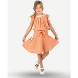 Casabony Pale Muslin Dantelli Kız Çocuk Tunik + Etekli Takım - 8 Yaş - Turuncu