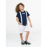 Casabony Papyon Beyaz Denim Şort + T-Shirt Takım - 5 Yaş - Indigo - Beyaz