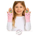 Casabony Unicorns 3D Nakışlı Polar Pembe Kız Çocuk Eldiven