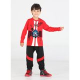 Casabony Yarışcı Baggy Kesim Pantolon +T-Shirt Takım - Kırmızı - Siyah - 6 Yaş