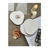 CasadiDuck Oval Çizgisel Taş Tozu Dekoratif Obje/Bardak Altlığı 3’lü