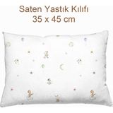 Casadora Baby Circus %100 Pamuk Saten Yastık Kılıfı - 35 x 45 cm - Beyaz - Mavi