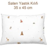 Casadora Baby Forest Amigos %100 Pamuk Saten Yastık Kılıfı - 35 x 45 cm - Kahverengi