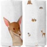 Casadora Baby Forest Amigos Organik Pamuk Müslin Bebek 2'li Örtü Seti 90 X 90 Cm - Beyaz