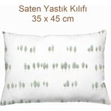 Casadora Baby Oxygen %100 Pamuk Saten Yastık Kılıfı - 35 x 45 cm - Beyaz - Yeşil