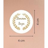 Casalinghi 40 Adet Zemzem Suyu Etiketi Seti - 4 cm Yuvarlak Mat Çıkartma, Hac Mübarek ve Umre Hediyelik Kabe Mekke Medine Temalı Sticker (Sarı Desenli)