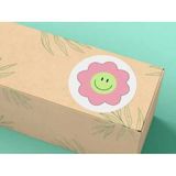 Casalinghi Karışık Mavi Pembe Sevimli Gülücükler Yuvarlak Mat Çıkartma Round Smile Sticker 4 cm (40 Adet)
