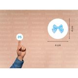 Casalinghi Mavi Kurdele Etiket Fiyonk Baskılı Yuvarlak Mat Çıkartma Round Sticker 4 cm (45 Adet)
