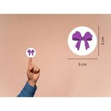 Casalinghi Mor Renk Fiyonk Etiketi Fiyonk Baskılı Yuvarlak Mat Çıkartma Round Sticker 3 cm (95 Adet)