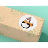 Casalinghi Penguen Etiketi Sevimli Penguenler Yuvarlak Mat Çıkartma Round Sticker 4 cm (20 Adet)