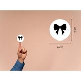 Casalinghi Renk Seçenekli Kurdele Etiket Fiyonk Baskılı Yuvarlak Mat Çıkartma Round Sticker 4 cm (33 Adet) - Siyah