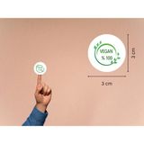 Casalinghi Vegan Beyaz Yeşil Gıda Etiketleri % 100 Vegan Alerjen Yuvarlak Mat Sticker 3 cm (95 Adet)