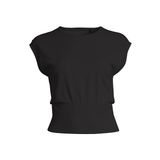 Casall 23101-901 Seamless Graphical Rib Te Kadın Siyah Bisiklet Yaka T-Shirt