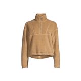 Casall Tam Balıkçı Yaka Düz Bej 22188-891 Pile Half Zip Kadın Zip Ceket