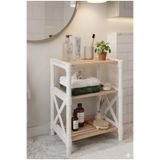 CasaNovi ZENNA EKOLOJİK Ahşap Minimal Banyo Rafı Beyaz BEYAZ