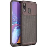 Case 4U A20/A30 Uyumlu Kılıf Rugged Armor Karbon Desenli Lüx Negro Silikon Arka Kapak Kahverengi - Galaxy A20