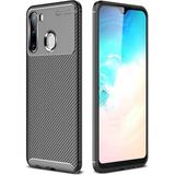 Case 4U A21 Uyumlu Kılıf Rugged Armor Karbon Desenli Lüx Negro Silikon Arka Kapak Siyah - Galaxy A21
