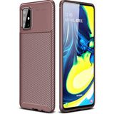 Case 4U A51 Uyumlu Kılıf Rugged Armor Karbon Desenli Lüx Negro Silikon Arka Kapak Kahverengi - Galaxy A51