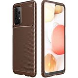 Case 4U A72 Uyumlu Kılıf Rugged Armor Karbon Desenli Lüx Negro Silikon Arka Kapak Kahverengi - Galaxy A72