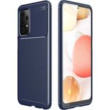 Case 4U A72 Uyumlu Kılıf Rugged Armor Karbon Desenli Lüx Negro Silikon Arka Kapak Lacivert - Galaxy A72