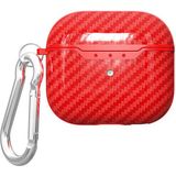 Case 4U Apple Airpods 3. Nesil Kılıf Karbon Fiber Tasarımlı Silikon Airbag 05 Kırmızı