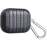 Case 4U Apple Airpods Pro Kılıf Şerit Desenli Toz Tutmayan Airbag 21 Siyah - Black