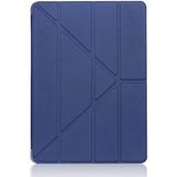 Case 4U Apple iPad 6 Air 2 Kılıf Kalem Bölmeli Tri Folding Smart Standlı Pu Deri Arkası Yumuşak Silikon 360 Tam Koruma Lacivert