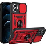 Case 4U Apple iPhone 11 Kılıf Kamera Korumalı Sürgülü Vega Yüzüklü Armor Military Tank Zırh Kırmızı