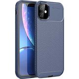 Case 4U Apple iPhone 11 Kılıf Rugged Armor Karbon Desenli Lüx Negro Silikon Arka Kapak Lacivert