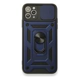 Case 4U Apple iPhone 11 Pro Max Kılıf Kamera Korumalı Sürgülü Vega Yüzüklü Armor Military Tank Zırh Lacivert