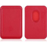 Case 4U Apple iPhone 12 / 13 / 14 / 15 / 16 Serisi ile Uyumlu Deri Cüzdan MagSafe Telefon Arkası Kartlık Kırmızı