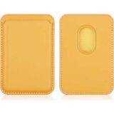 Case 4U Apple iPhone 12 / 13 / 14 / 15 / 16 Serisi ile Uyumlu Deri Cüzdan MagSafe Telefon Arkası Kartlık Sarı