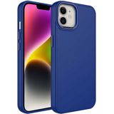 Case 4U Apple iPhone 12 Kılıf Metal Çerçeve Hassas Butonlu Renkli Içi Kadife Lansman Kılıfı Luna Kapak Lacivert