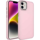 Case 4U Apple iPhone 12 Kılıf Metal Çerçeve Hassas Butonlu Renkli Içi Kadife Lansman Kılıfı Luna Kapak Pembe