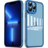 Case 4U Apple iPhone 12 Pro Kılıf Kamera Korumalı Parlak Tasarımlı Renkli Darbe Emici Transparan Post Kapak Mavi