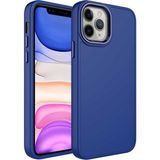 Case 4U Apple iPhone 12 Pro Max Kılıf Metal Çerçeve Hassas Butonlu Renkli Içi Kadife Lansman Kılıfı Luna Kapak Lacivert