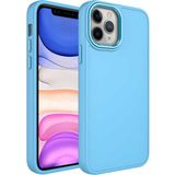 Case 4U Apple iPhone 12 Pro Max Kılıf Metal Çerçeve Hassas Butonlu Renkli Içi Kadife Lansman Kılıfı Luna Kapak Sierra Mavisi