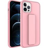 Case 4U Apple iPhone 12 Pro Max Kılıf Stand Olabilen Mat Yüzey Kaliteli TPU Silikon Qstand Arka Kapak Pembe