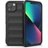 Case 4u Apple iPhone 13 Kılıf Esnek Tpu Oyuklu Arka Yüzey Tasarımlı Etnik Silikon Kapak Siyah