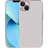 Case 4U Apple iPhone 13 Kılıf Kamera Korumalı Altın Renkli Kenar Viyana Arka Kapak Gümüş