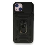 Case 4U Apple iPhone 13 Kılıf Kamera Korumalı Sürgülü Vega Yüzüklü Armor Military Tank Zırh Siyah