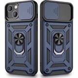 Case 4u Apple iPhone 13 Kılıf Ultra Korumalı Yüzüklü Manyetik Sürgülü Vega Kapak Lacivert
