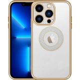 Case 4U Apple iPhone 13 Pro Kılıf Parlak Renk Kenar Kamera Korumalı Logo Gösteren Esta Kapak Altın