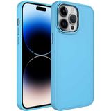 Case 4U Apple iPhone 13 Pro Max Kılıf Metal Çerçeve Hassas Butonlu Renkli Içi Kadife Lansman Kılıfı Luna Kapak Sierra Mavisi