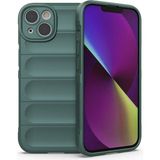 Case 4u Apple iPhone 14 Kılıf Esnek Tpu Oyuklu Arka Yüzey Tasarımlı Etnik Silikon Kapak Koyu Yeşil
